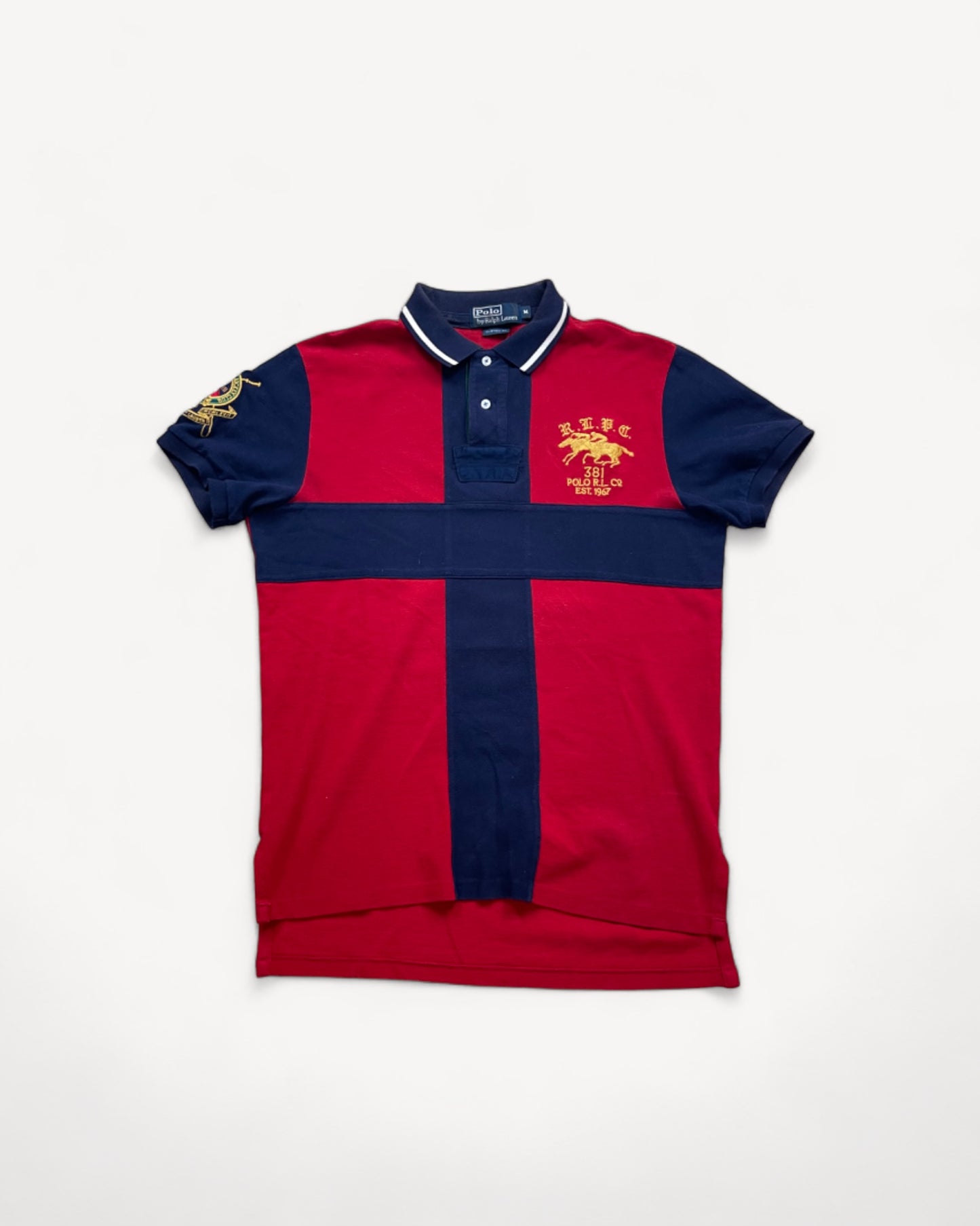 RALPH LAUREN POLO SHIRT BLUE/RED (M)