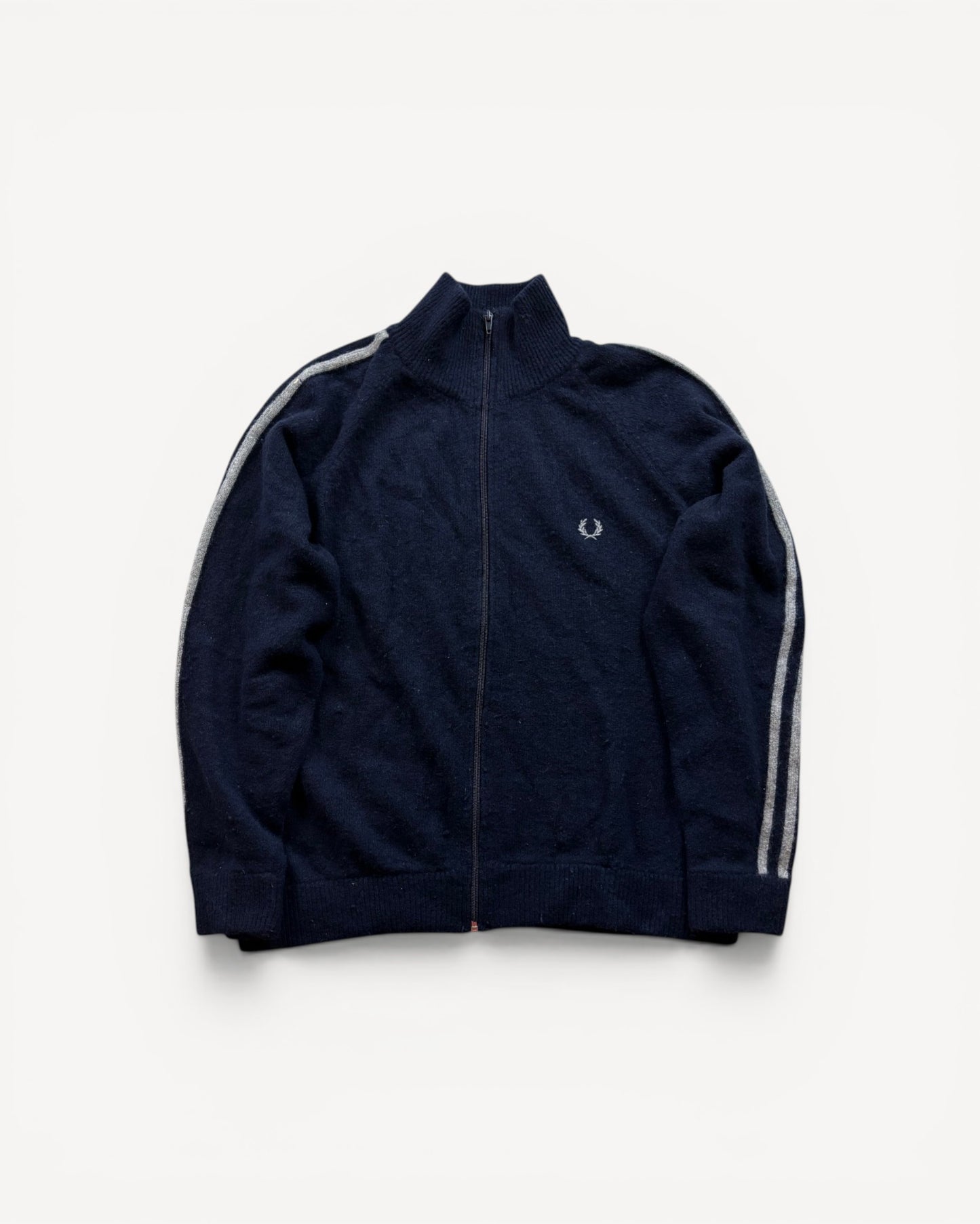 FRED PERRY NAVY ZIP UP KNIT (L)