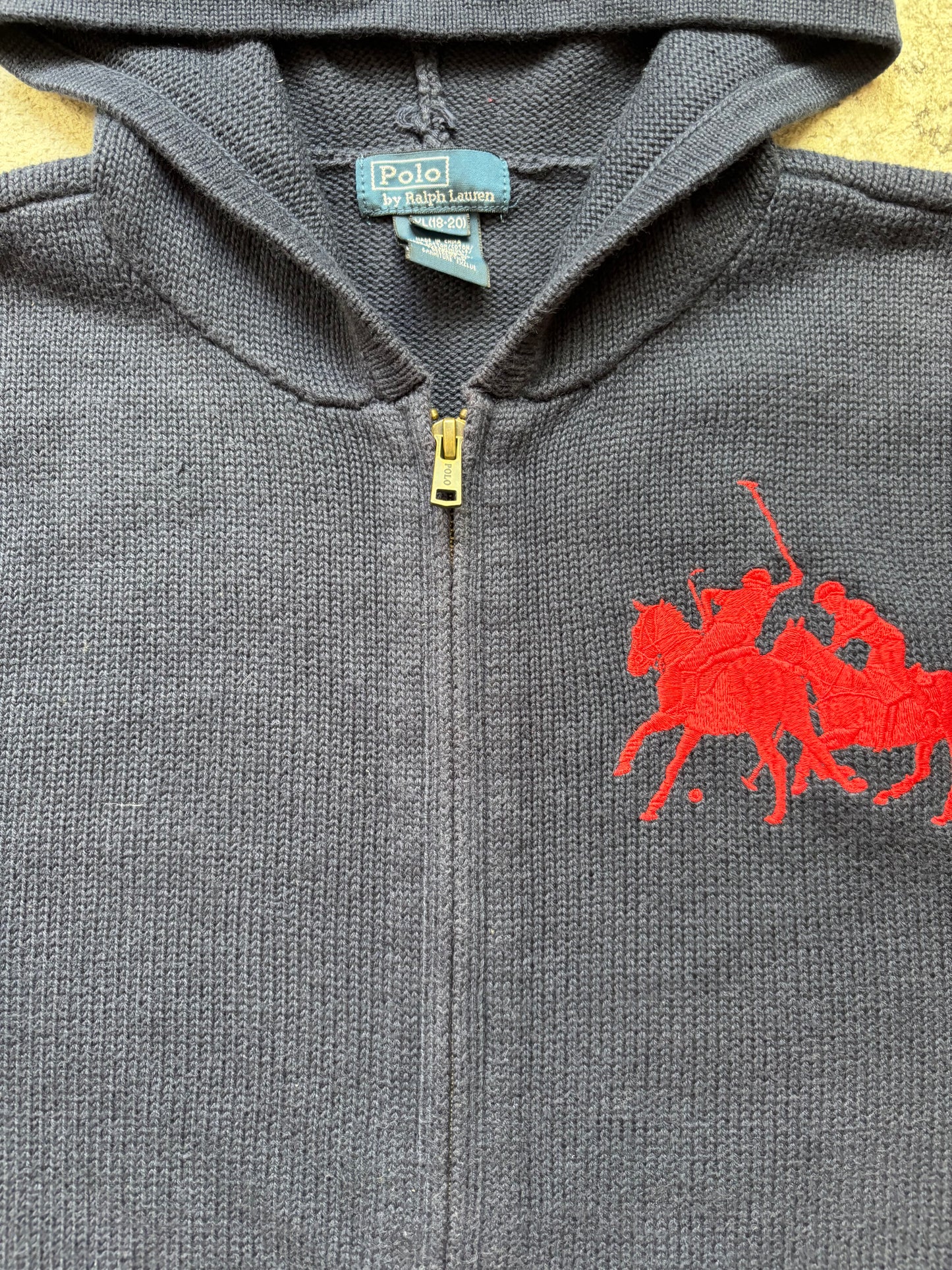 RALPH LAUREN NAVY ZIP UP HOODIE (M)
