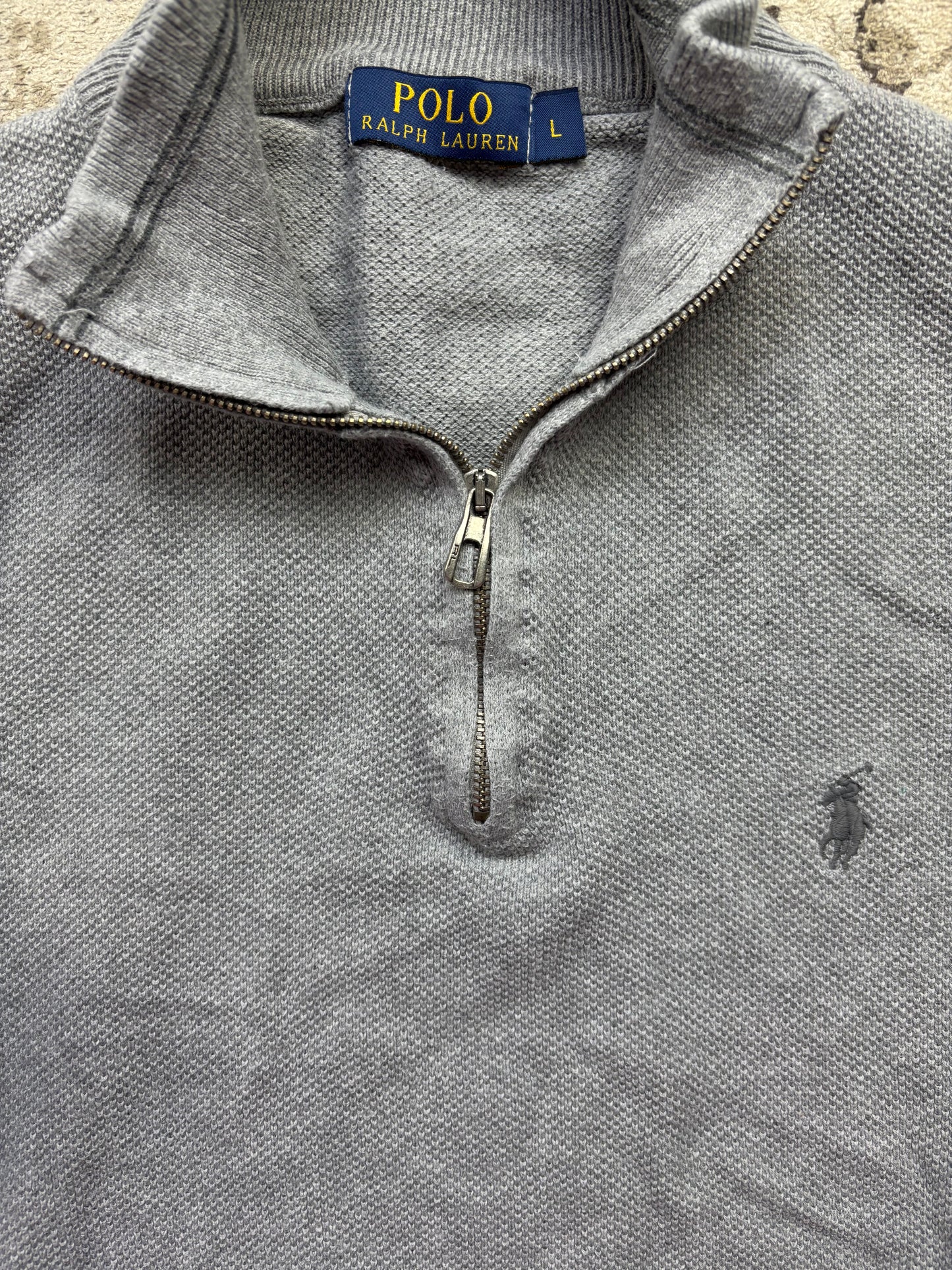 RALPH LAUREN GREY HALF ZIP UP KNIT (M)