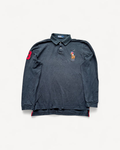 RALPH LAUREN LONGSL. POLO SHIRT BLACK (L)