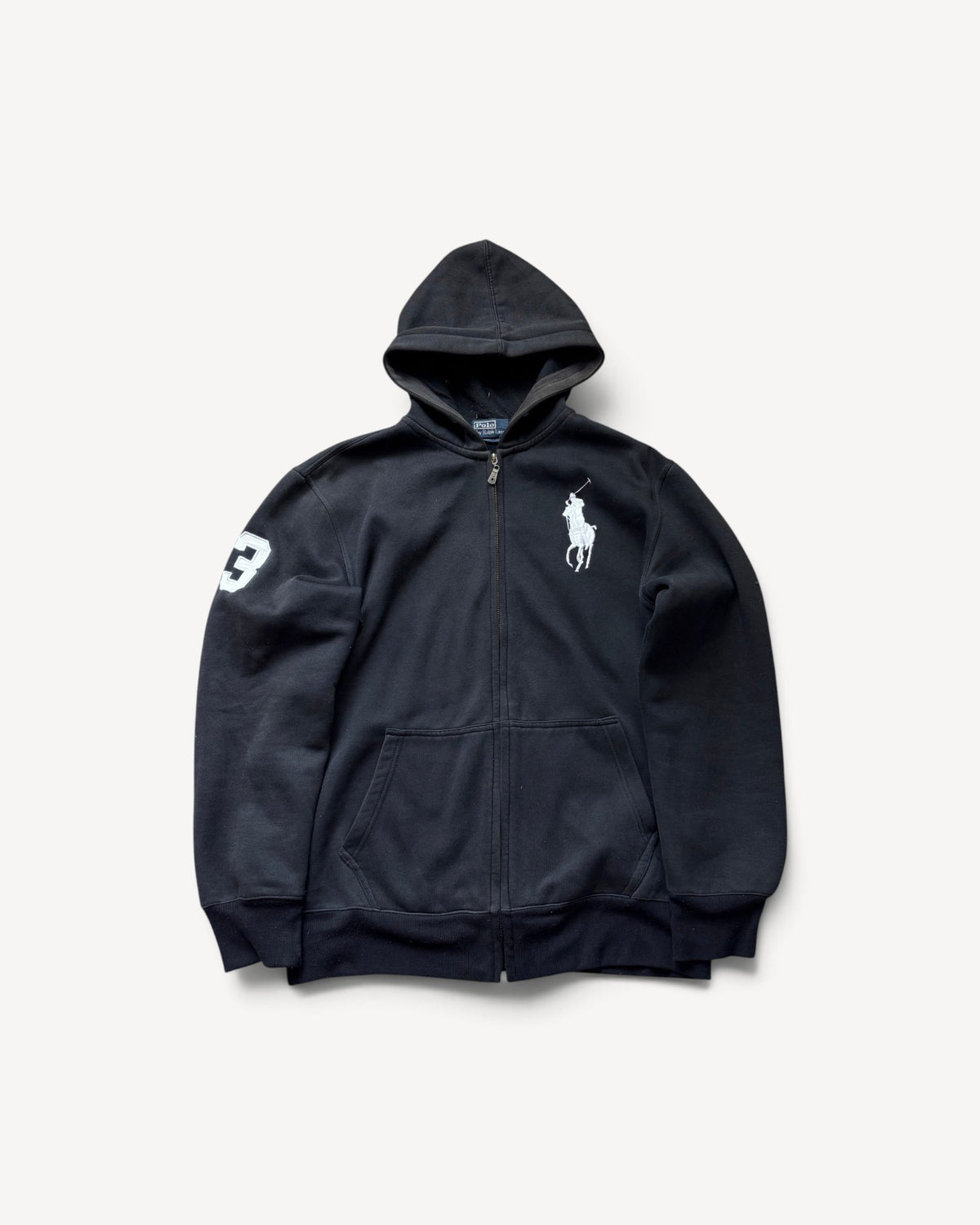 RALPH LAUREN BLACK ZIP UP HOODIE (L)
