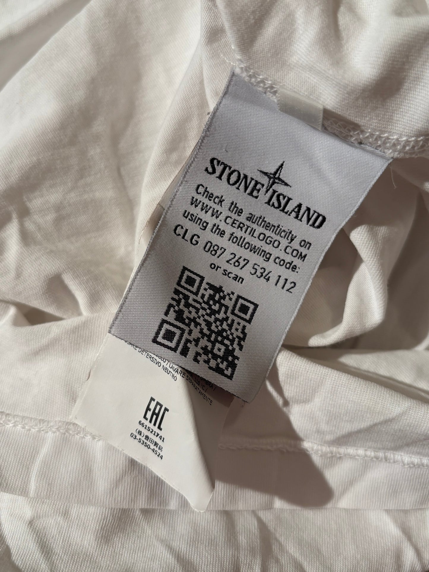 STONE ISLAND WHITE POLO SHIRT (L)