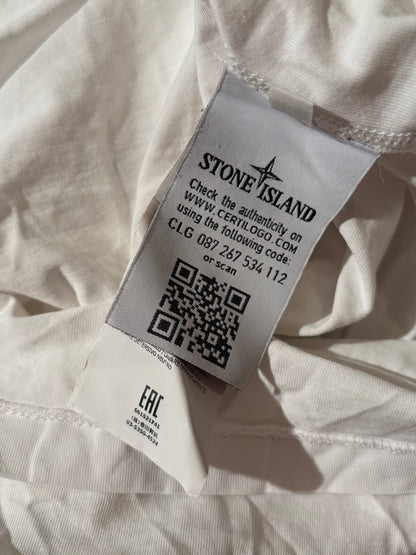 STONE ISLAND WHITE POLO SHIRT (L)