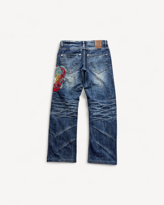 JAPANESE EMBROIDERED DENIM W31 L32 #JAP3