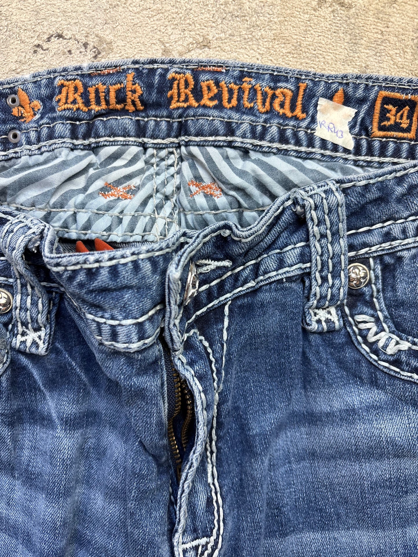 ROCK REVIVAL JEANS W34 L32 #RR43