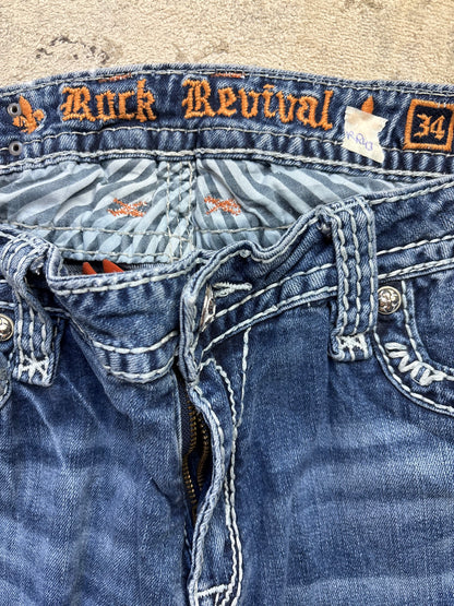ROCK REVIVAL JEANS W34 L32 #RR43