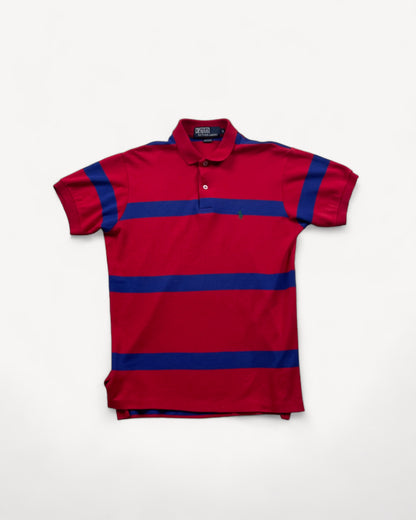 RALPH LAUREN POLO SHIRT RED STRIPED (S)