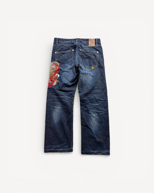JAPANESE EMBROIDERED DENIM W34 L32 #JAP16