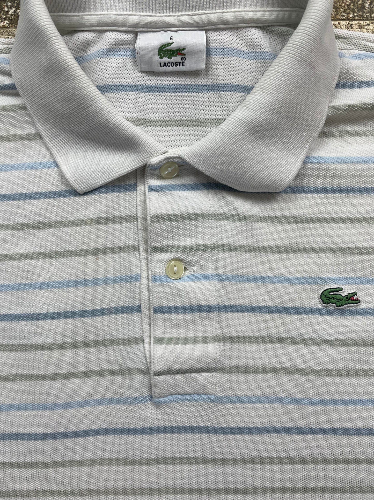 LACOSTE POLO SHIRT WHITE STRIPED (XL)