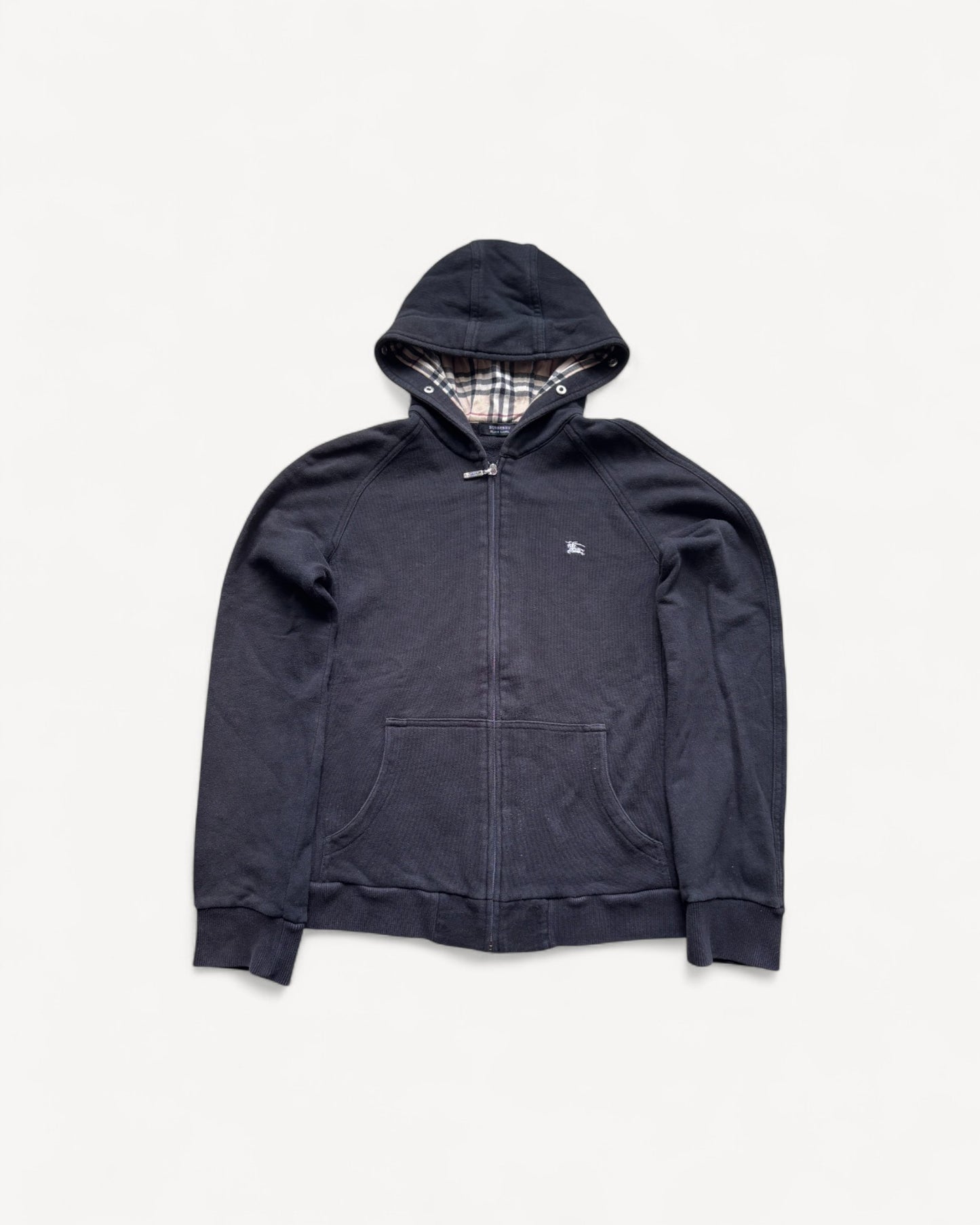 BURBERRY BLACK ZIP UP HOODIE (S)