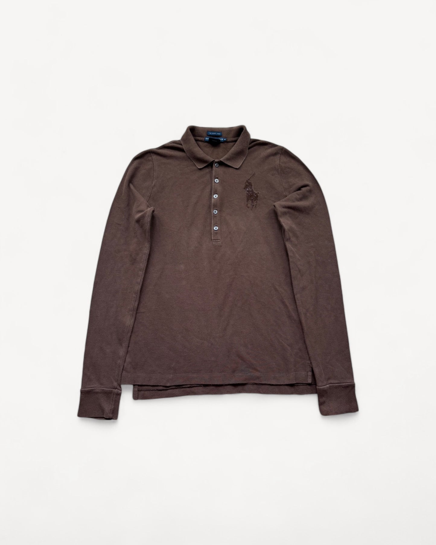 RALPH LAUREN LONGSL. POLO SHIRT BROWN (S)