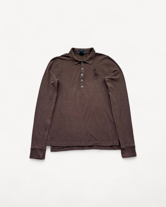 RALPH LAUREN LONGSL. POLO SHIRT BROWN (S)