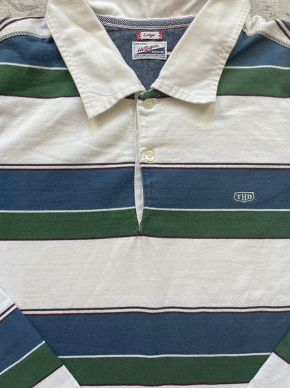 HILFIGER LONGSL. POLO SHIRT WHITE STRIPES (L)