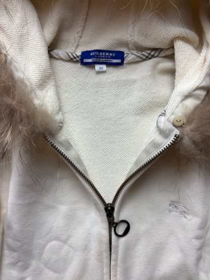BURBERRY BEIGE FUR ZIP UP HOODIE (S)