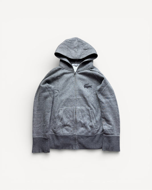 LACOSTE GREY ZIP UP HOODIE (S)