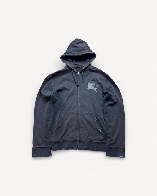 BURBERRY BLACK ZIP UP HOODIE (S)