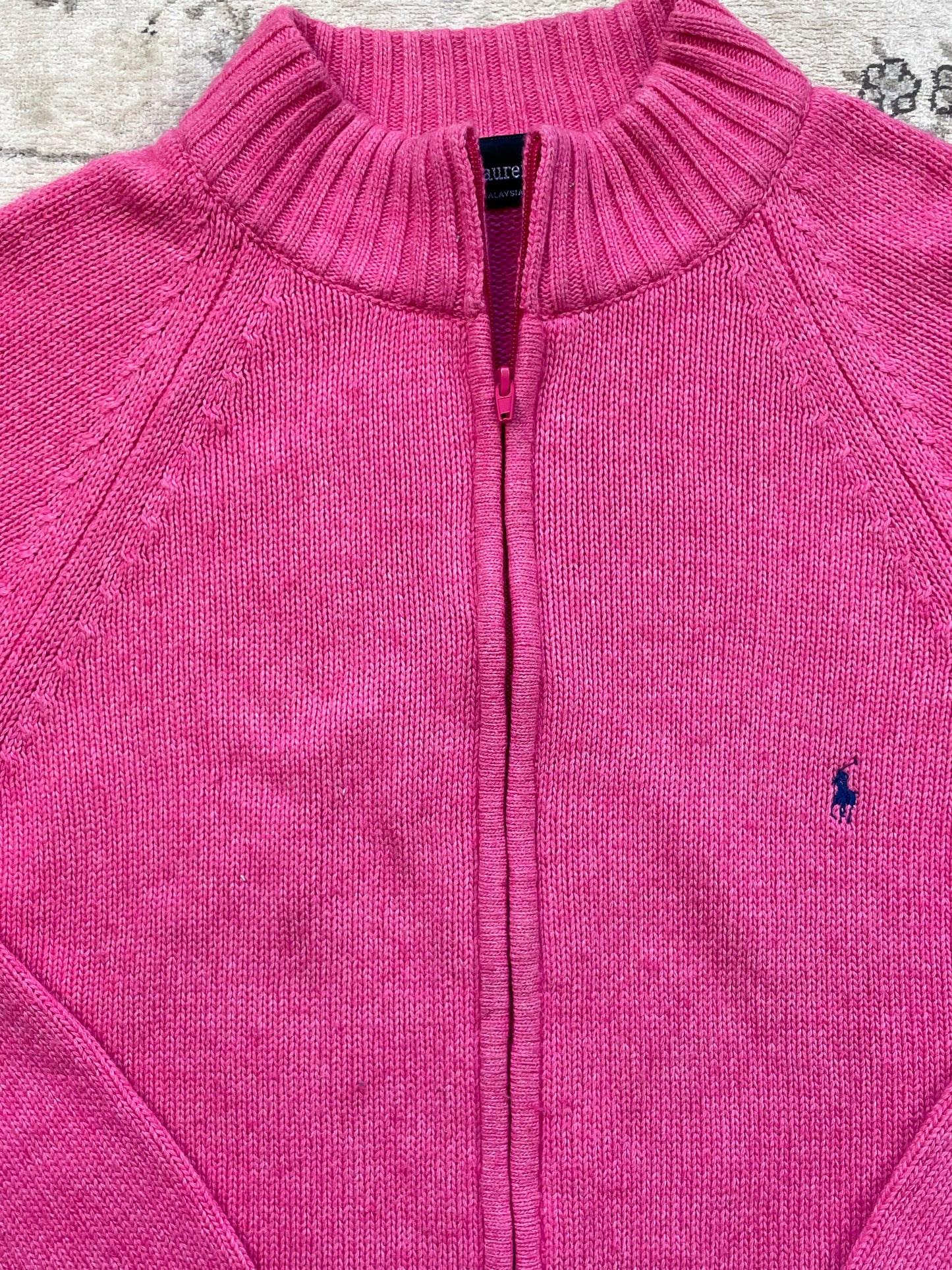 RALPH LAUREN PINK ZIP UP KNIT (L)