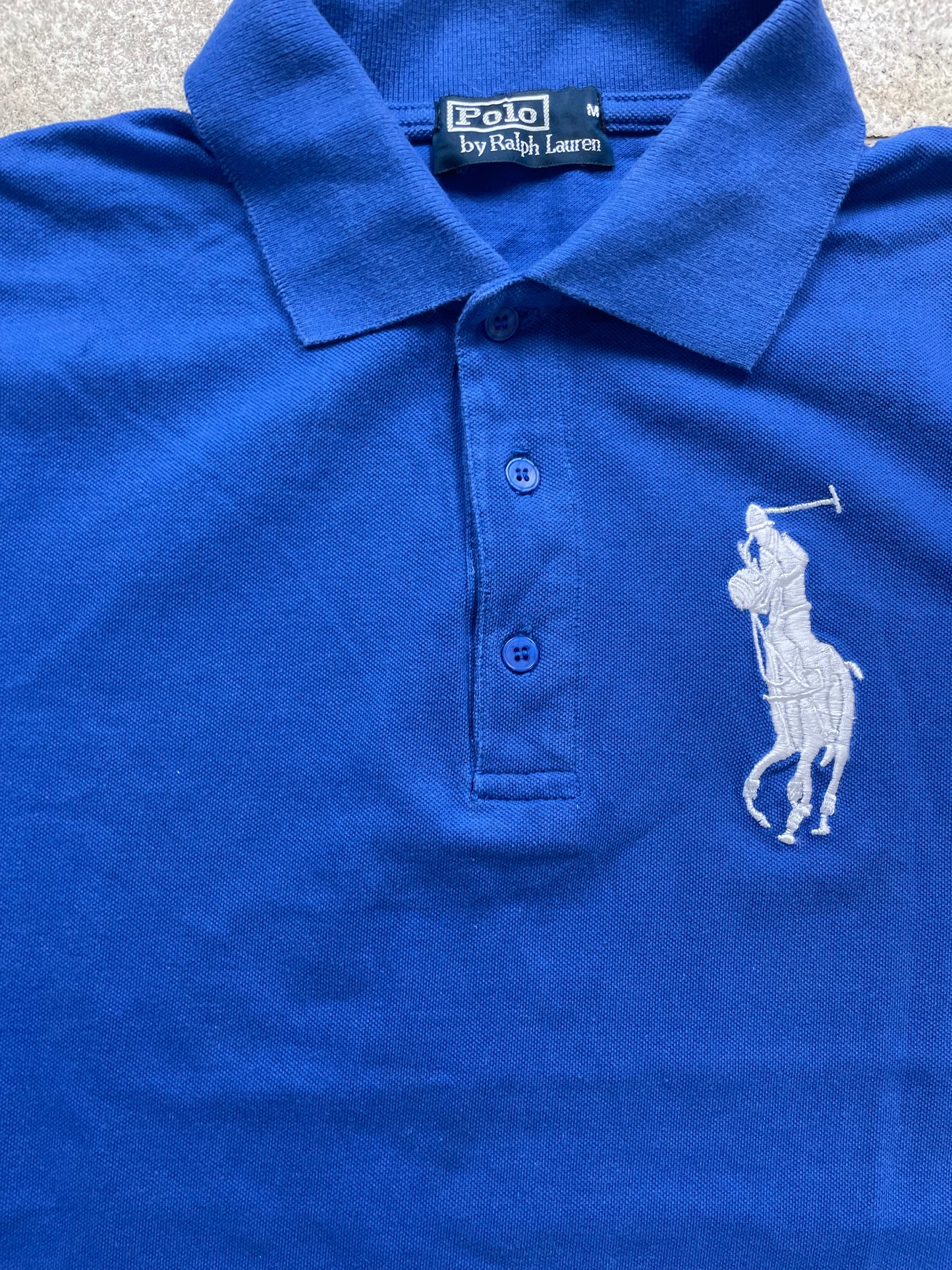 RALPH LAUREN POLO SHIRT BLUE/WHITE (M)