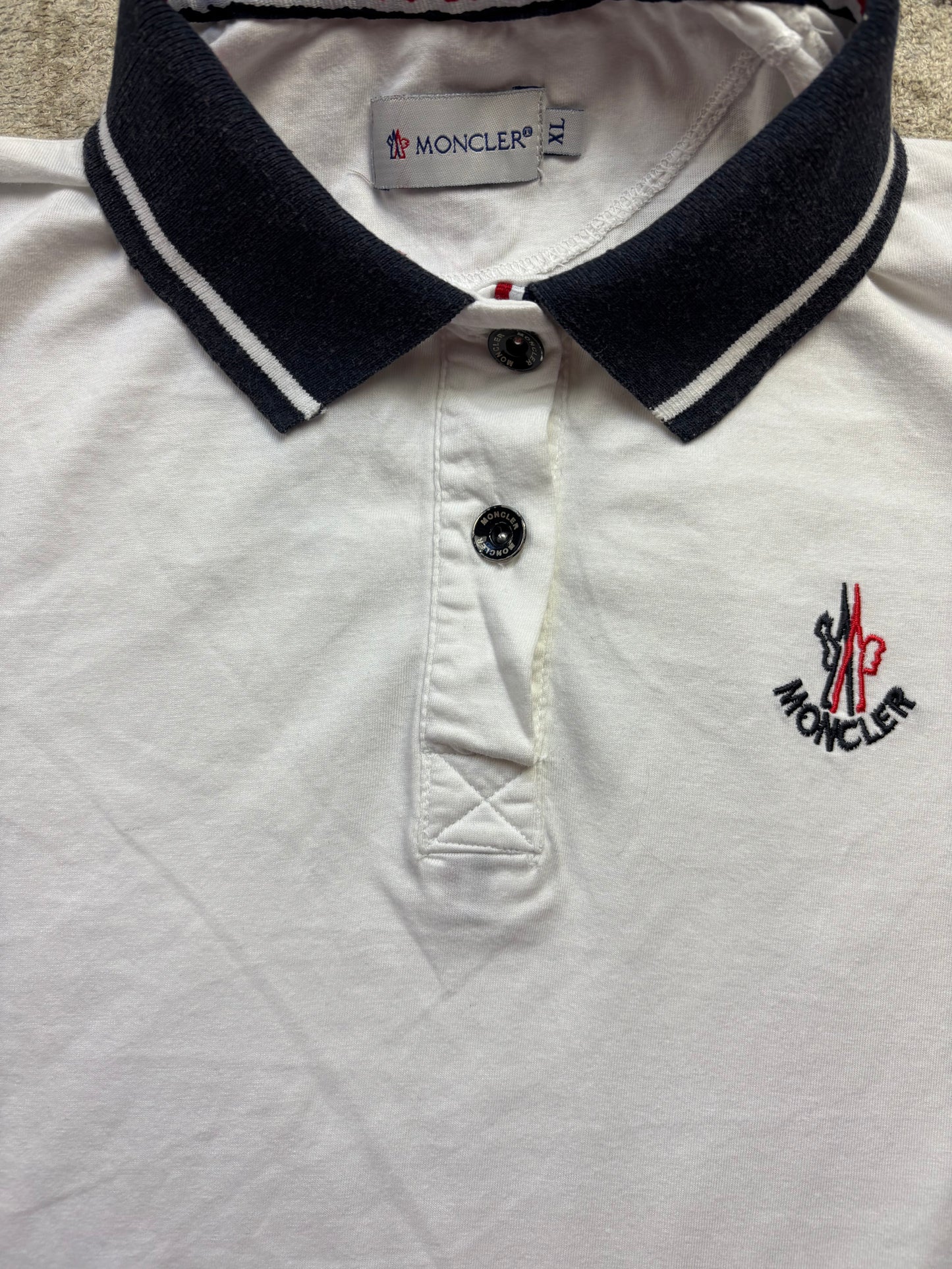 MONCLER WHITE POLO SHIRT (S)