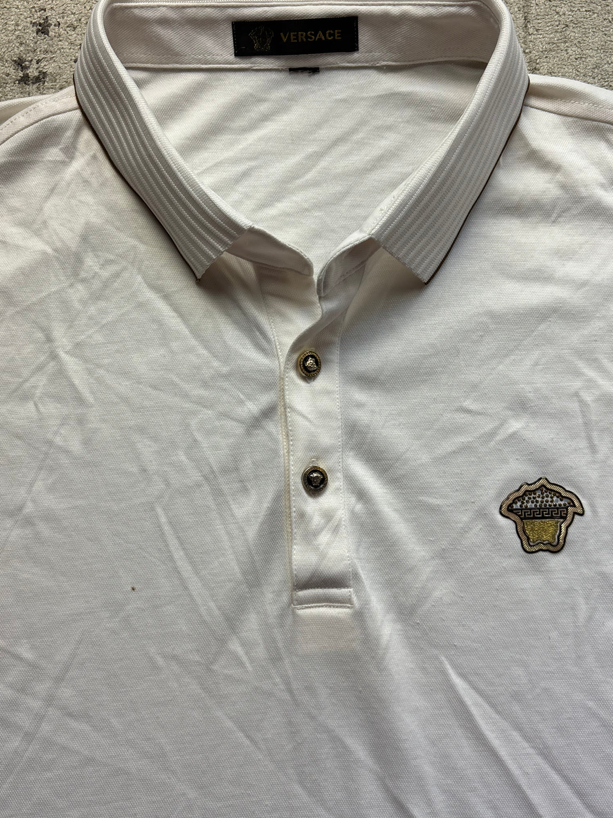 VERSACE WHITE POLO SHIRT (L)
