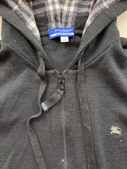 BURBERRY BLACK ZIP UP HOODIE (XS)