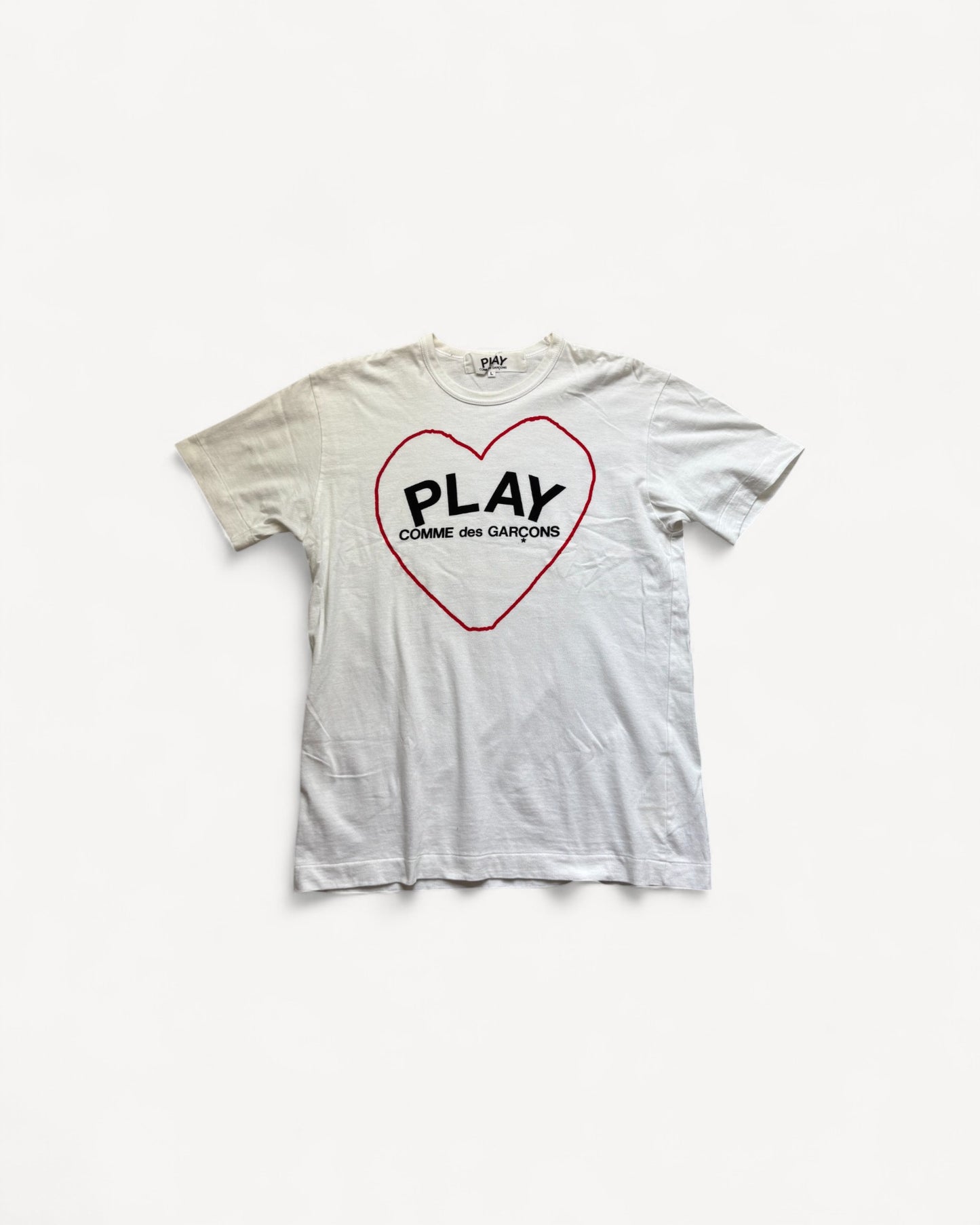 CDG PLAY WHITE T-SHIRT (L)
