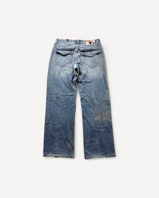 JAPANESE EMBROIDERED DENIM W38 L34 #JAP19