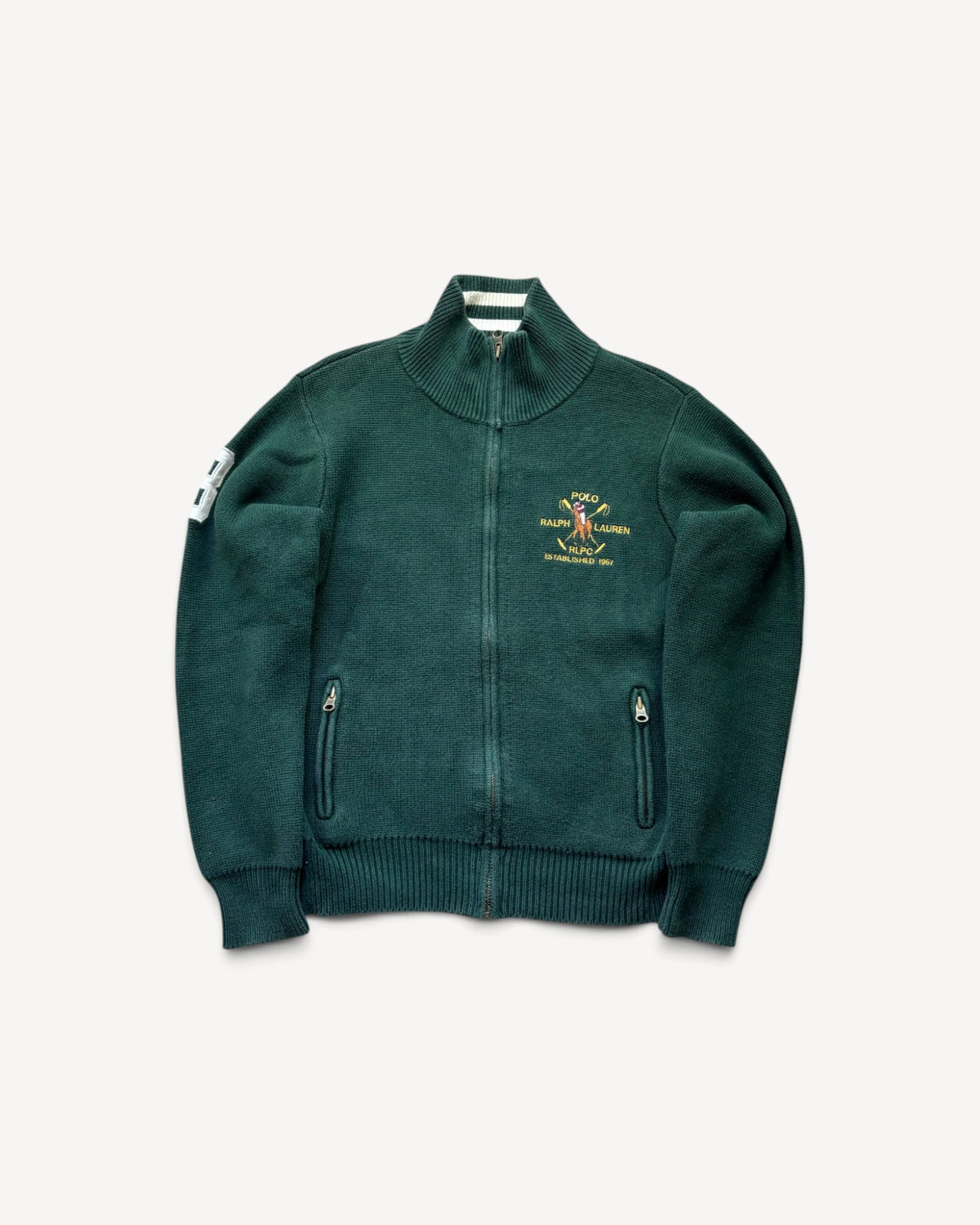 RALPH LAUREN GREEN ZIP UP KNIT (S)