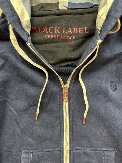 BURBERRY CRESTBRIDGE NAVY ZIP UP HOODIE (S)