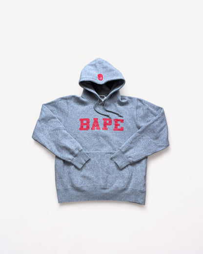 BAPE GREY/RED HOODIE (L)