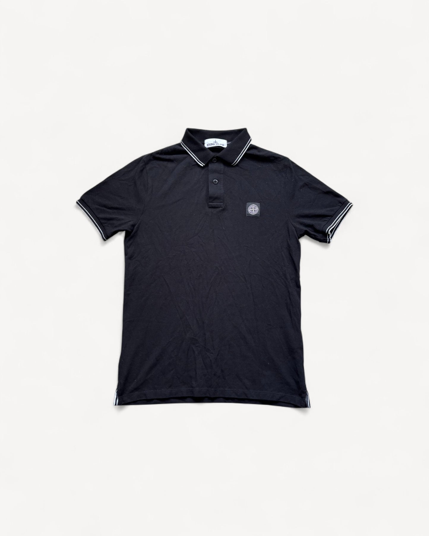 STONE ISLAND BLACK POLO SHIRT (M)