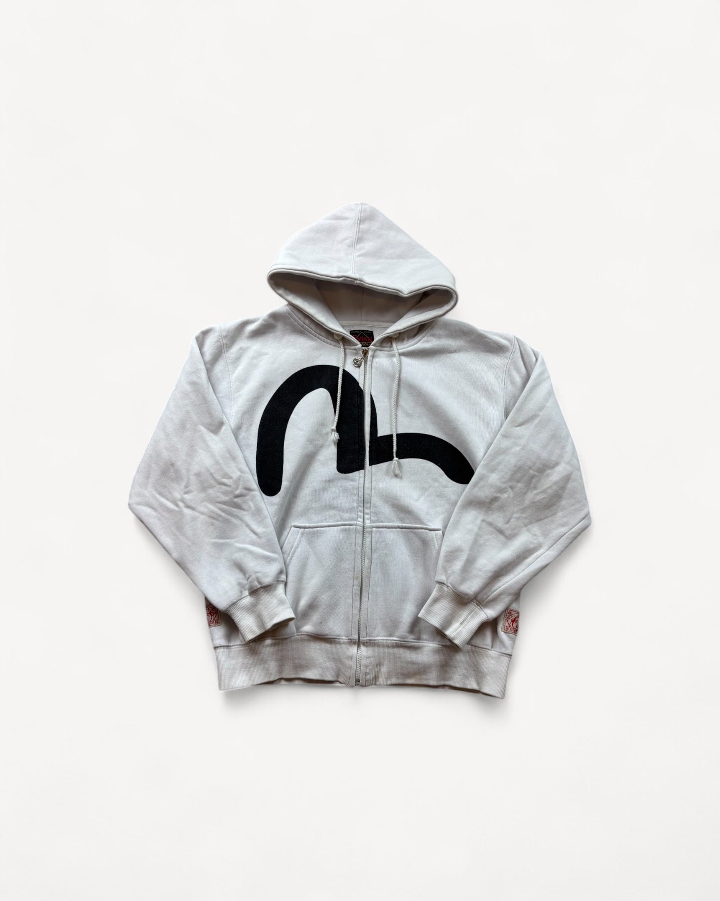 EVISU WHITE ZIP UP HOODIE (M)