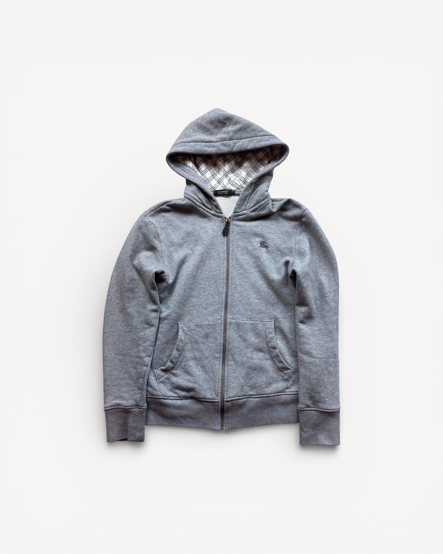 BURBERRY GREY ZIP UP HOODIE (S)
