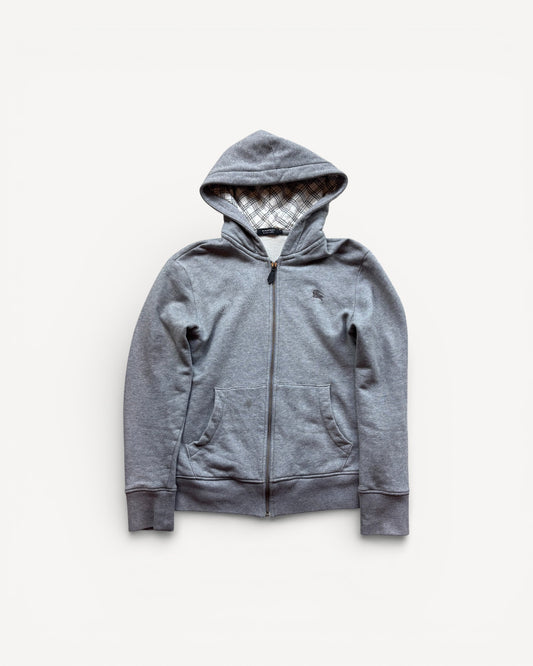 BURBERRY GREY ZIP UP HOODIE (S)
