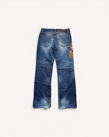JAPANESE EMBROIDERED DENIM W32 L32 #JAP10