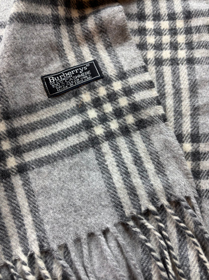 BURBERRY NOVACHECK CASHMERE SCARF LIGHT GREY