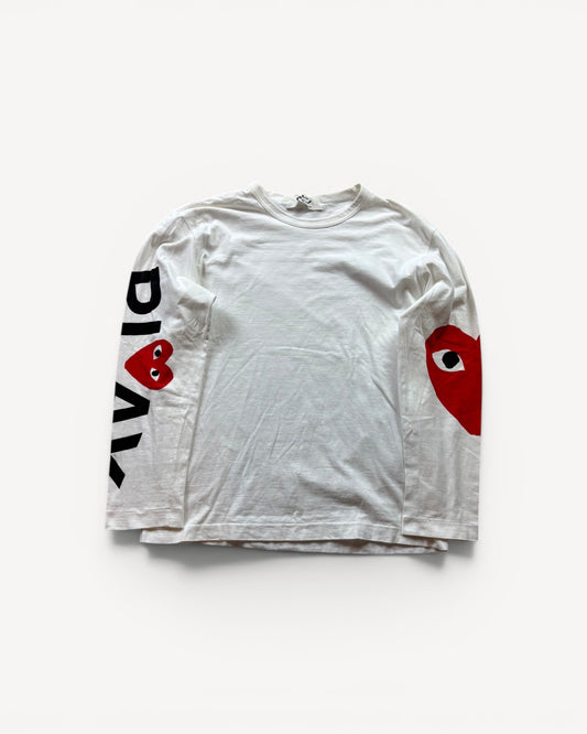 CDG PLAY WHITE LONGSLEEVE (L)