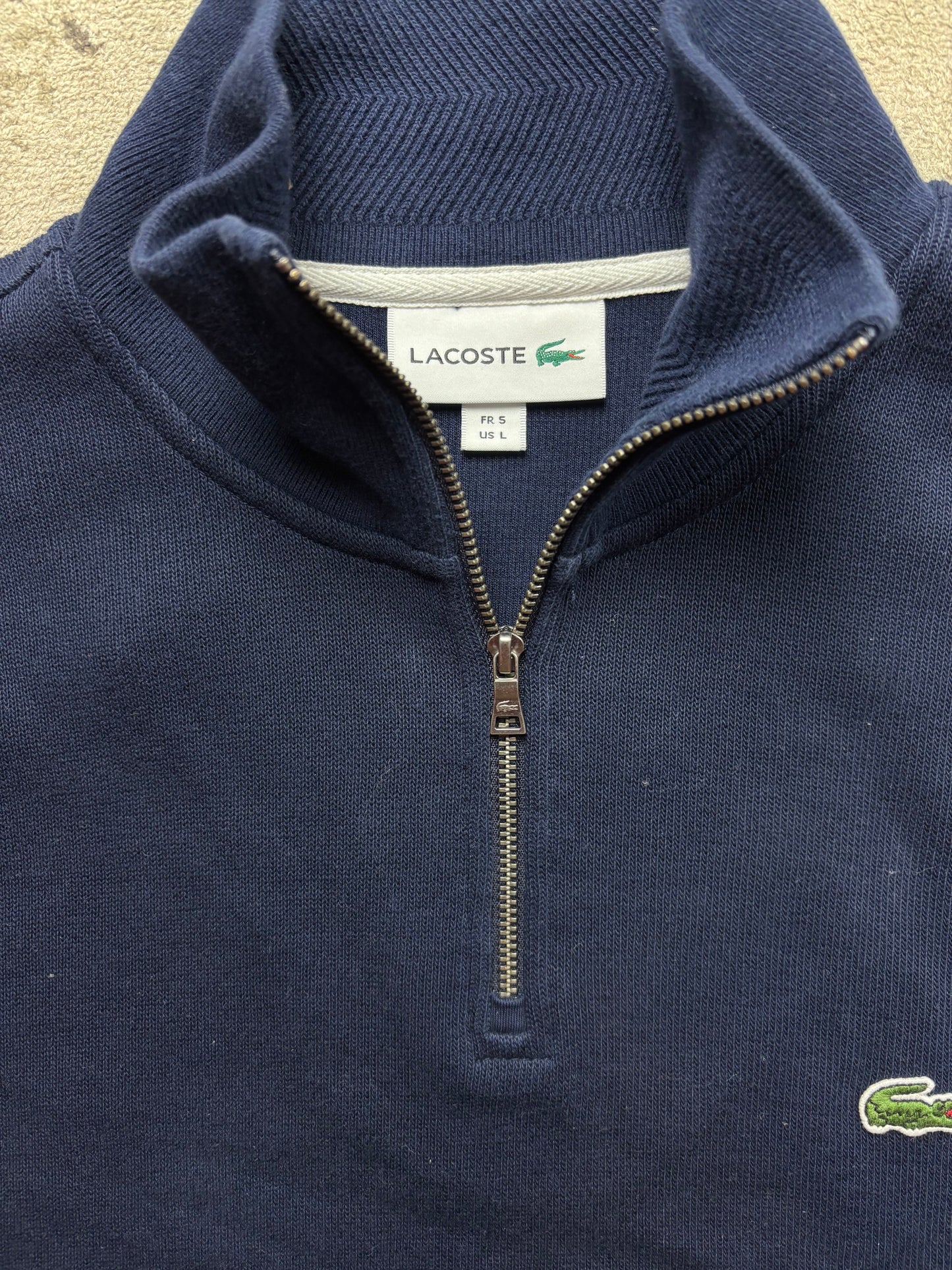 LACOSTE NAVY HALF ZIP UP KNIT (L)