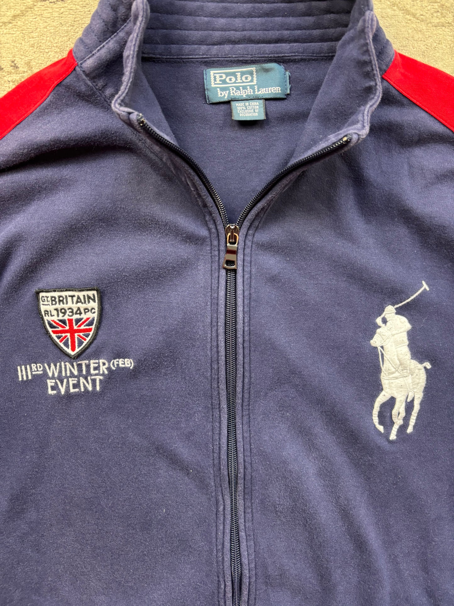 RALPH LAUREN NAVY ZIP UP VEST (XL)