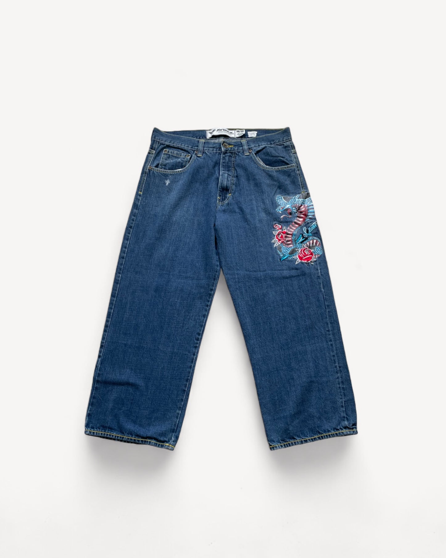 AVIREX EMBROIDERED JEANS W36 L32 #JAP11