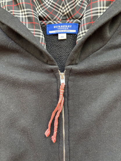 BURBERRY BLACK ZIP UP HOODIE (S)