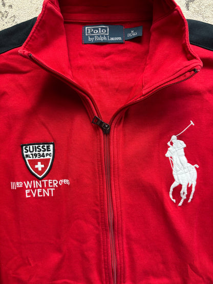 RALPH LAUREN RED ZIP UP HOODIE (M)