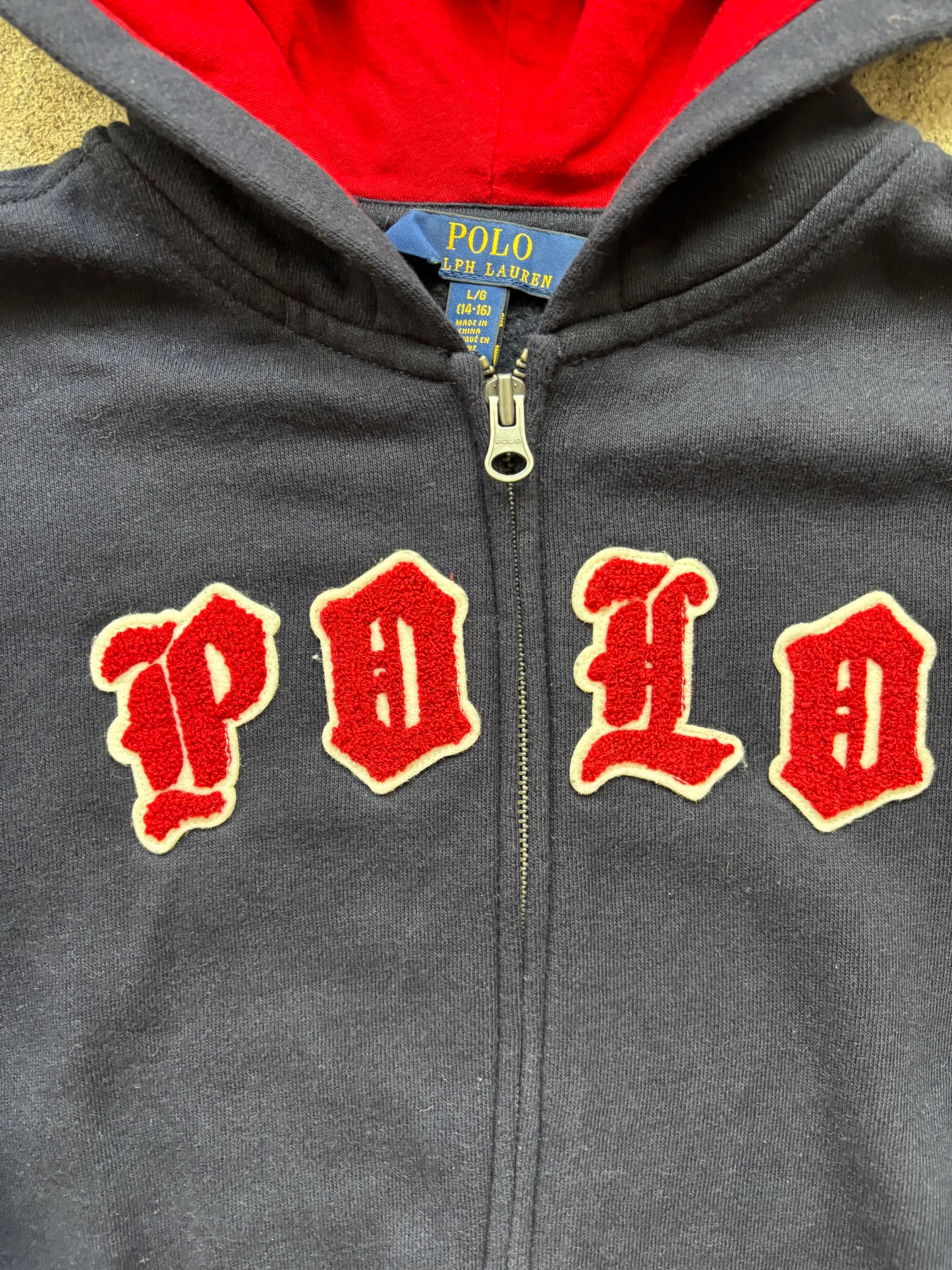 RALPH LAUREN NAVY ZIP UP HOODIE (S)