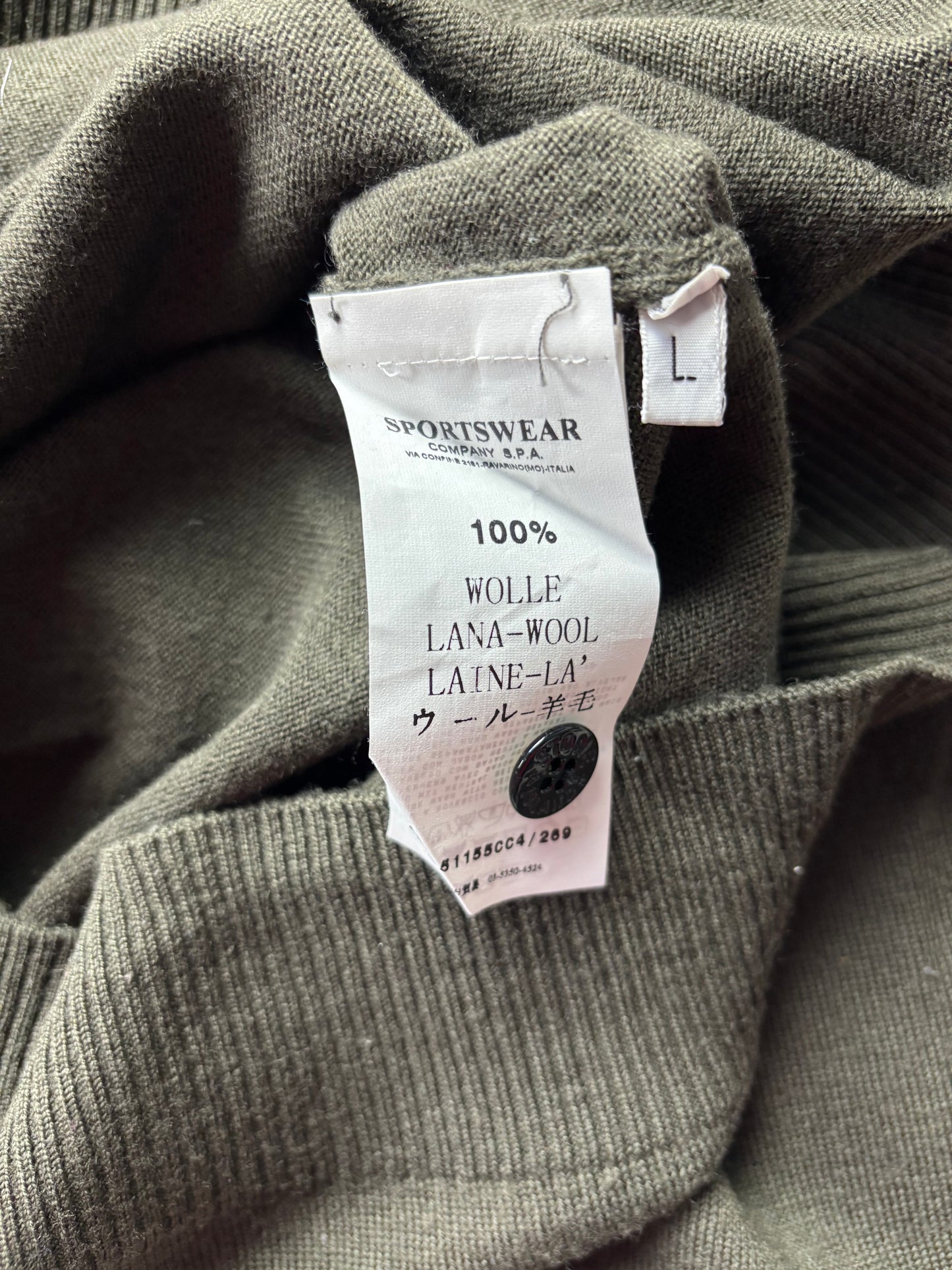 STONE ISLAND GREEN HALF ZIP UP KNIT (L)