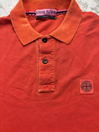 STONE ISLAND ORANGE POLO SHIRT (M)