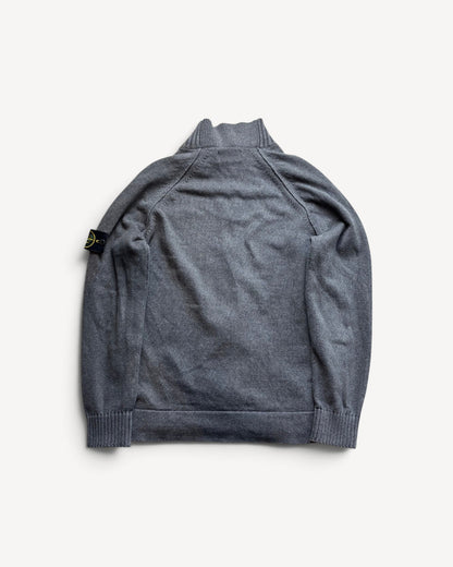 STONE ISLAND GREY ZIP UP KNIT (L)