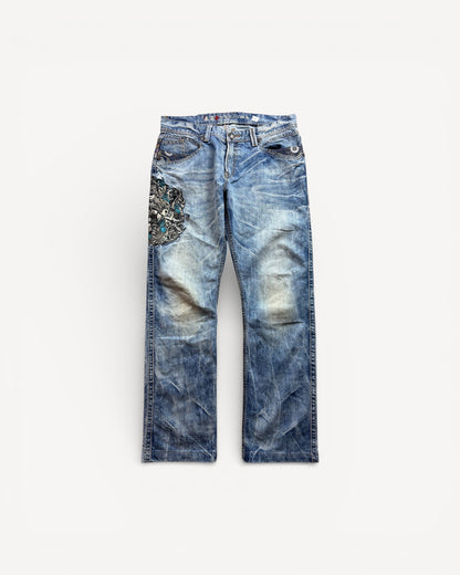 JAPANESE EMBROIDERED DENIM W34 L30 #JAP14