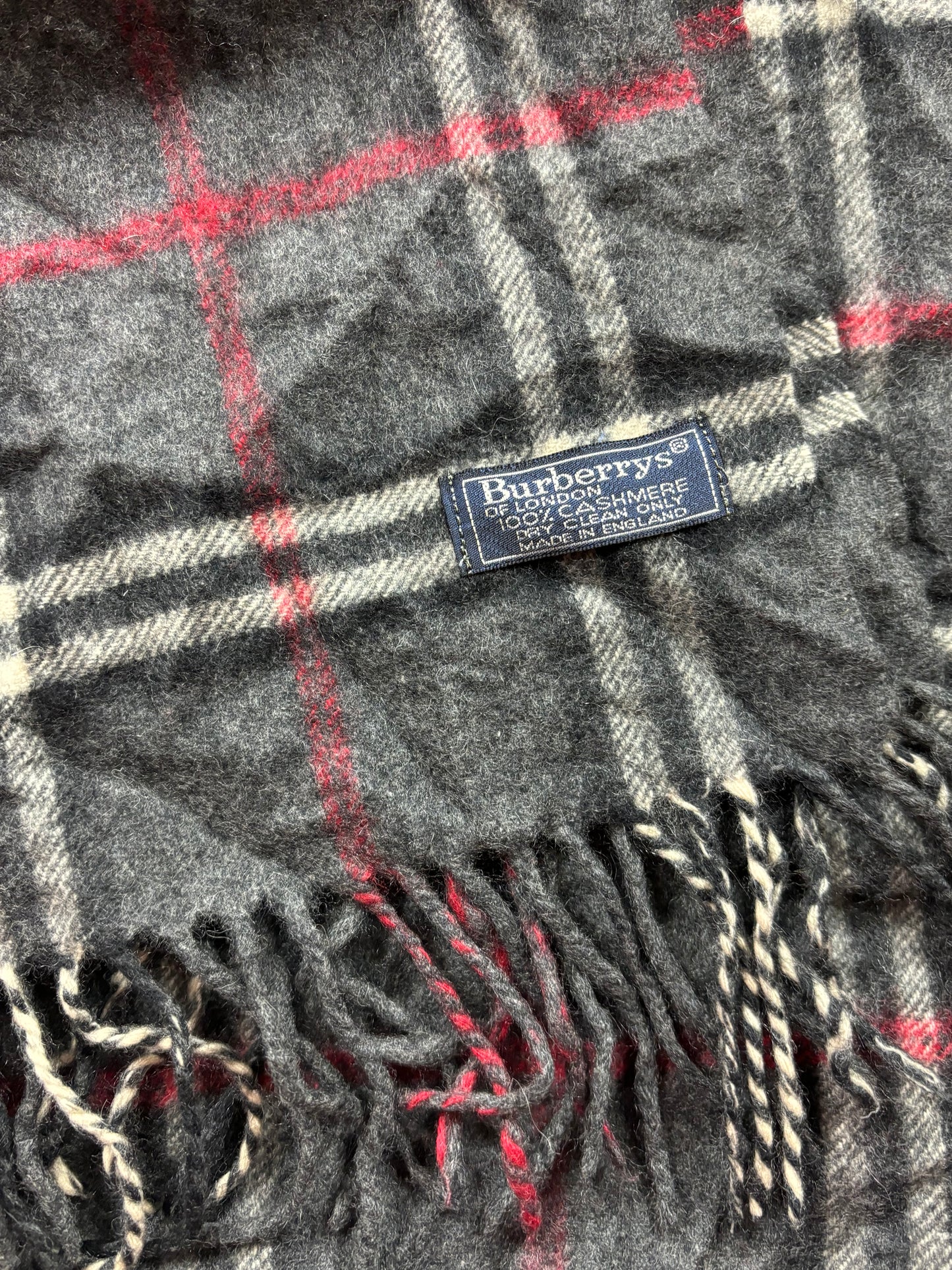 BURBERRY NOVACHECK CASHMERE SCARF DARK GREY