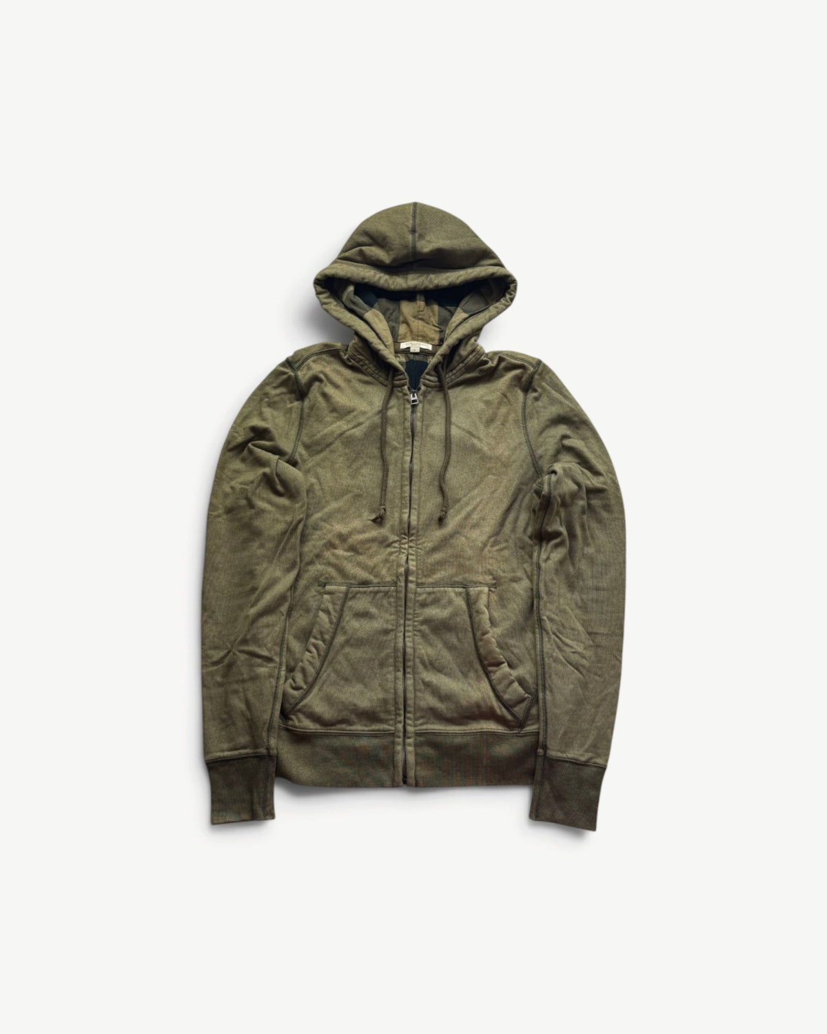 BURBERRY BEIGE/GREEN ZIP UP HOODIE (M)